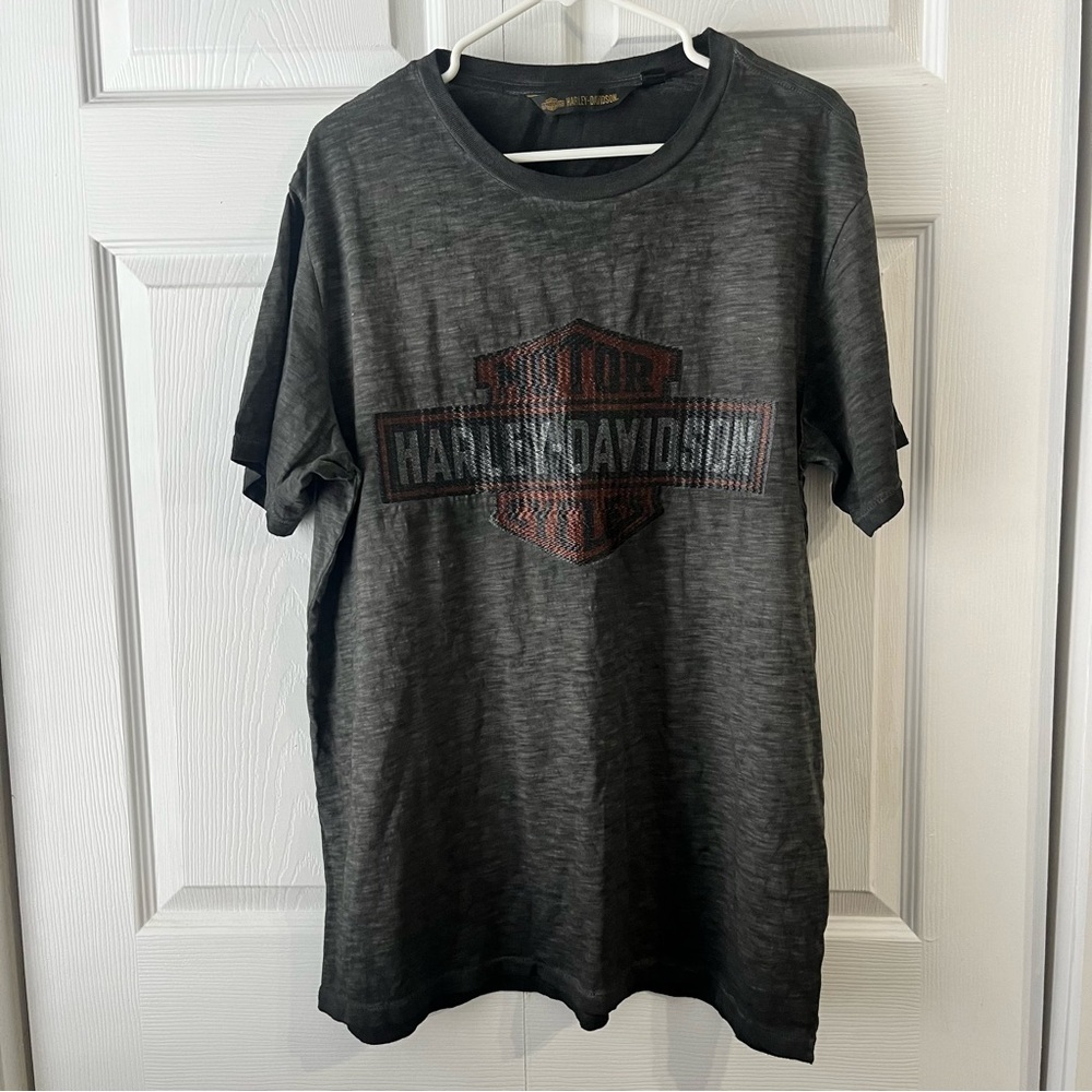 Vintage Harley Davidson Distressed Embroidered Logo Shirt XL
